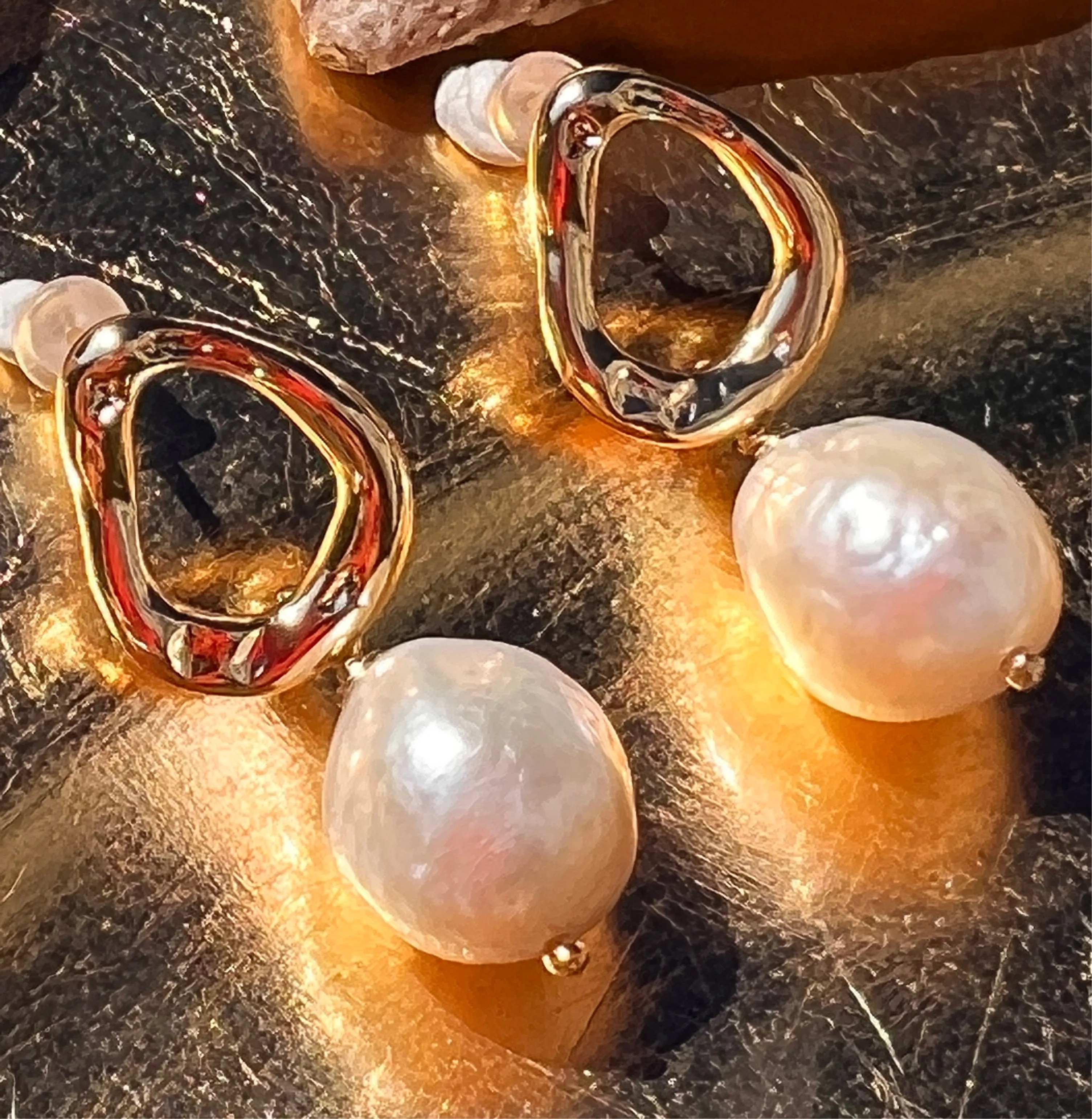 Modern Baroque Pearl Drop Earrings