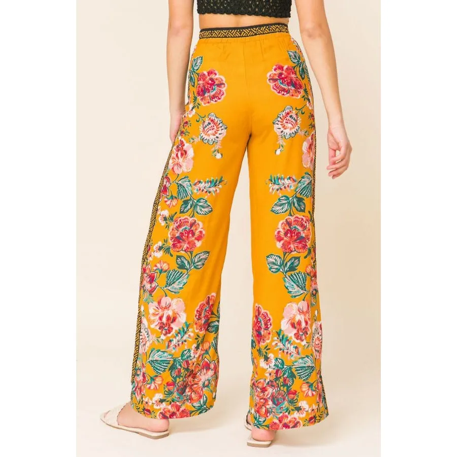 Mustard Floral Print Pants