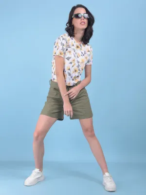 Olive Cotton Mini Chinos Shorts