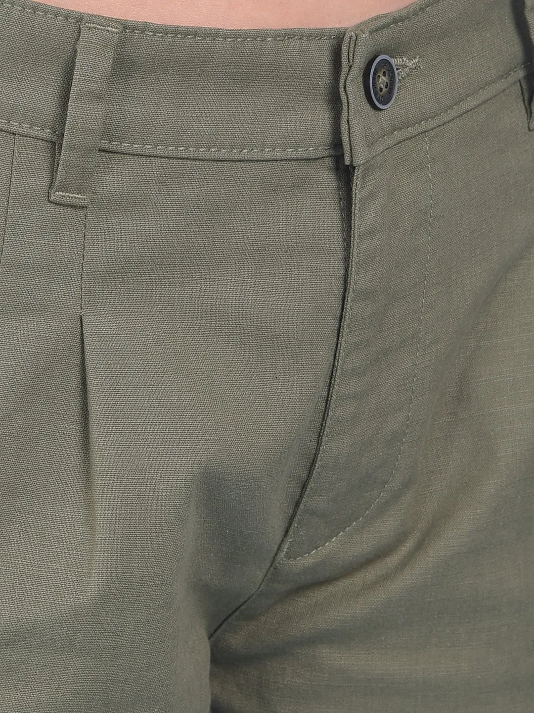 Olive Cotton Mini Chinos Shorts