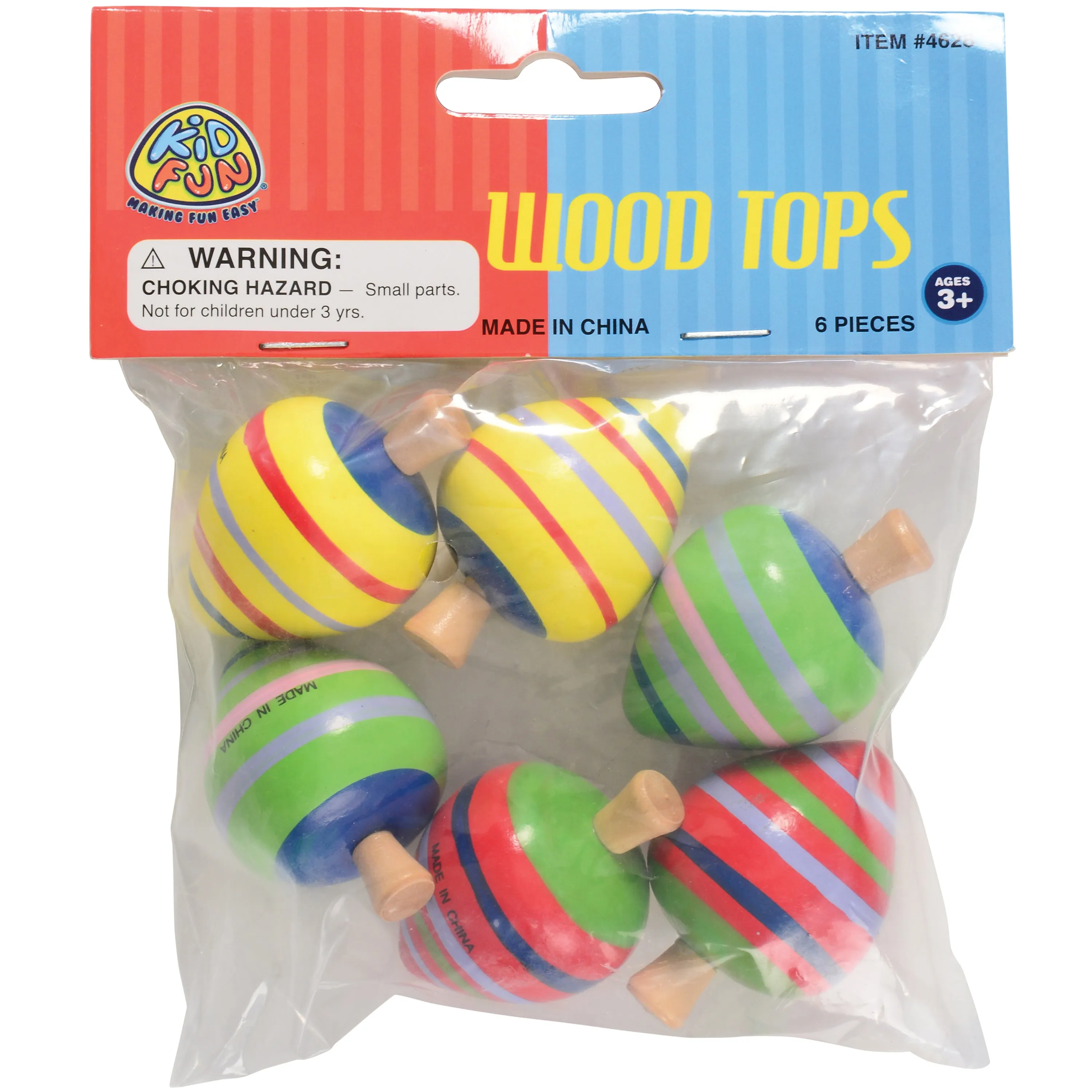 Painted Wood Spin Tops/6 Per Pkg