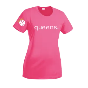 Pickleball Queens and Crown | Women’s Short Sleeve Crewneck Athletic Shirts | 100% Polyester