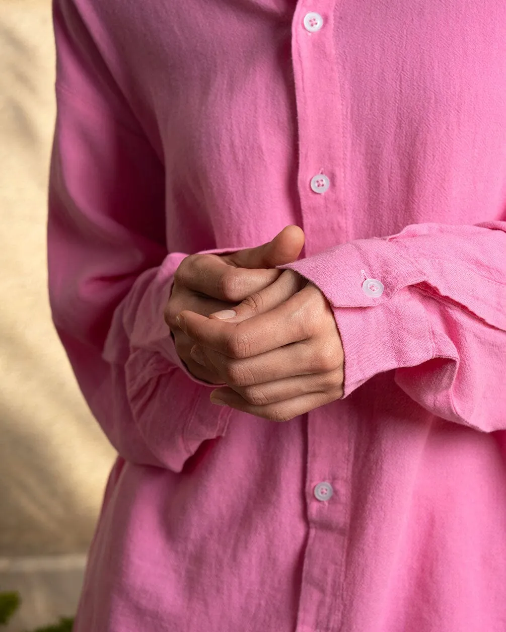 Pink Boyfriend Linen Shirt