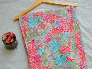 Pink Multicolor Autumn Seasonal Traditional Digital Print Cotton Rayon Fabric