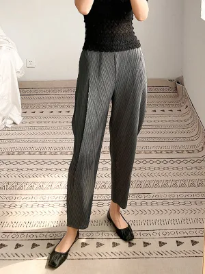 Pleated Solid Color Harem Pants Ninth Pants Ninth Pants