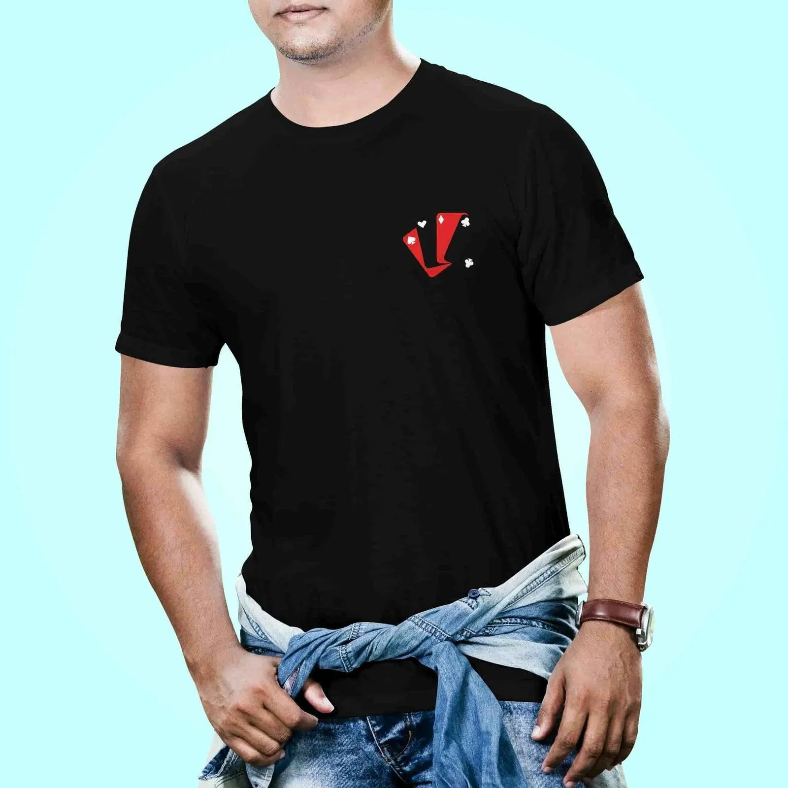Poker cards trendy cotton printed T-shirt