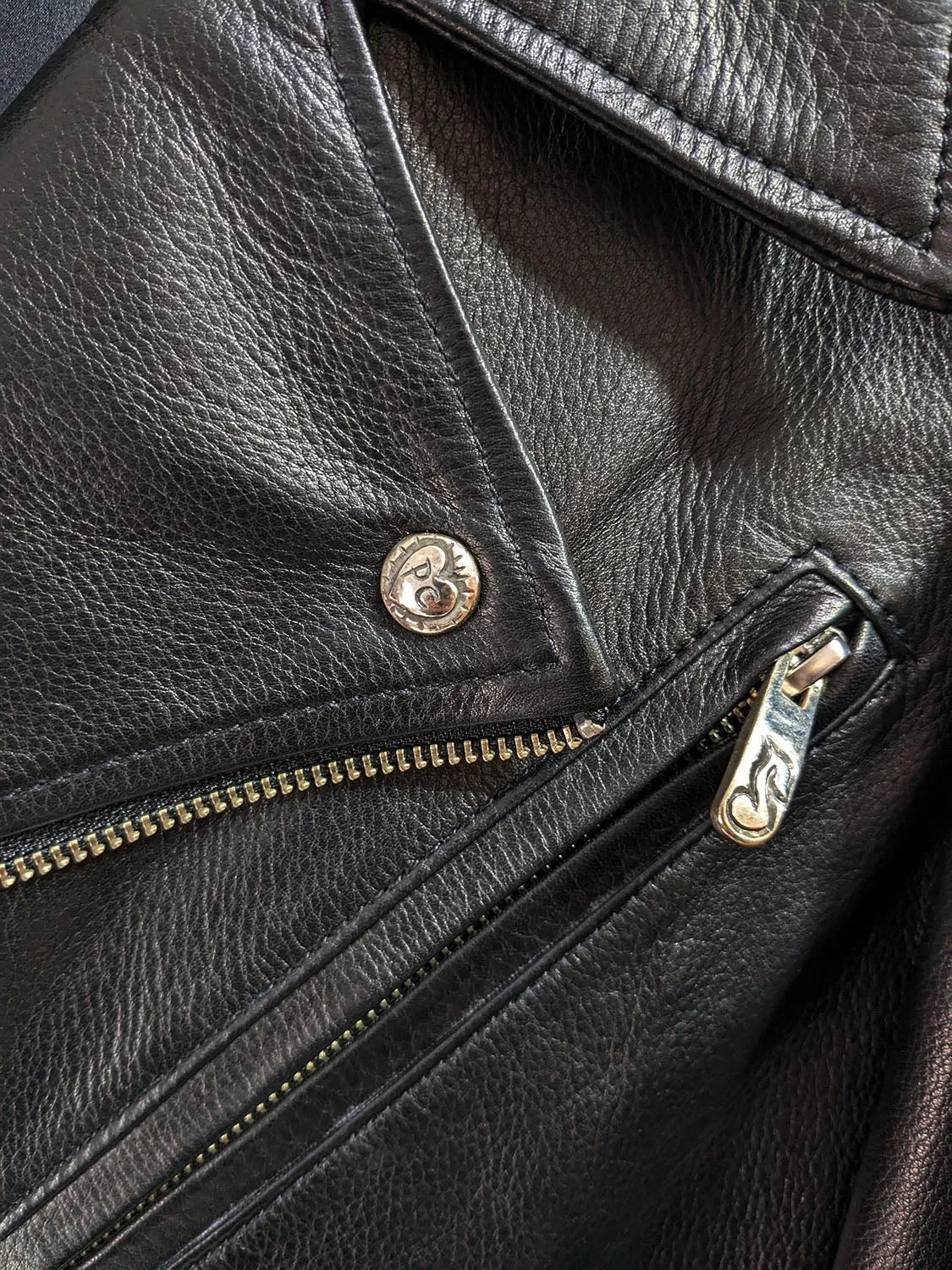 Porter Classic RIDERS JACKET W/LOVE&PEACE SILVER