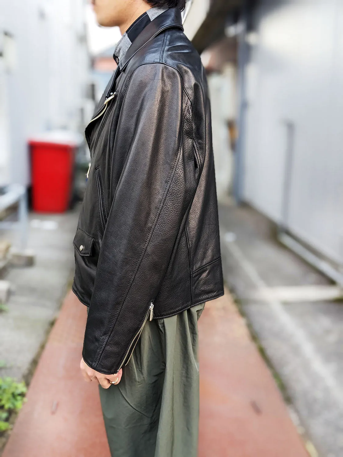 Porter Classic RIDERS JACKET W/LOVE&PEACE SILVER