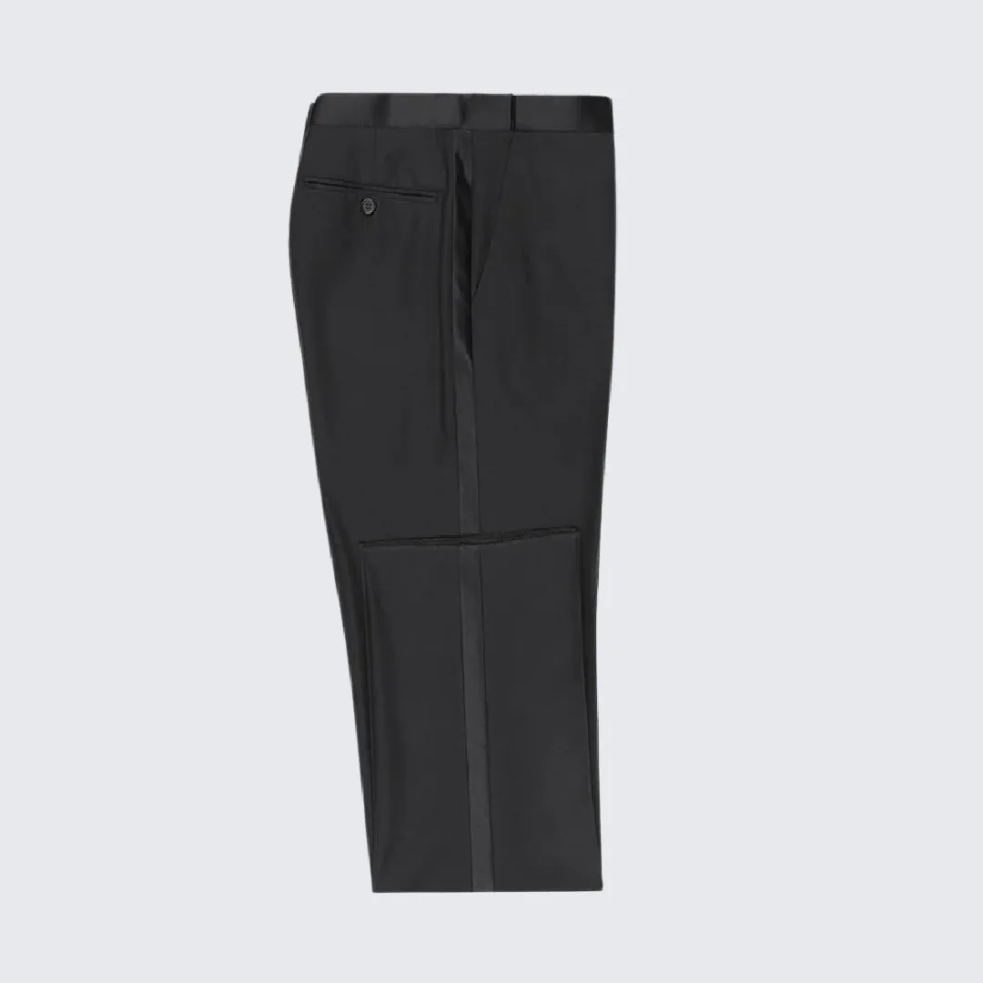 Premium Black Slim Fit Tuxedo Pants with Satin Stripe