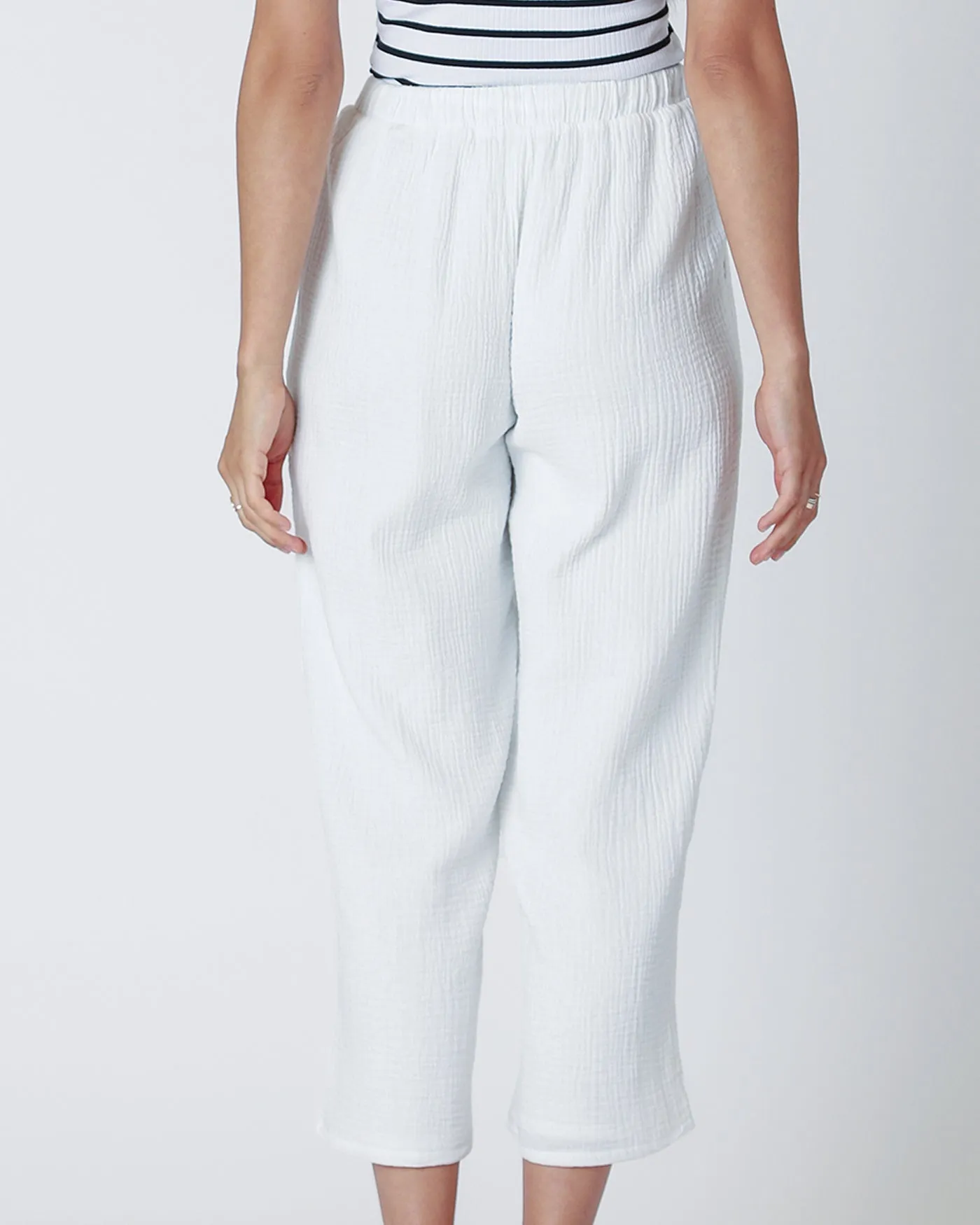 Pull On Textured Pants - Off White
