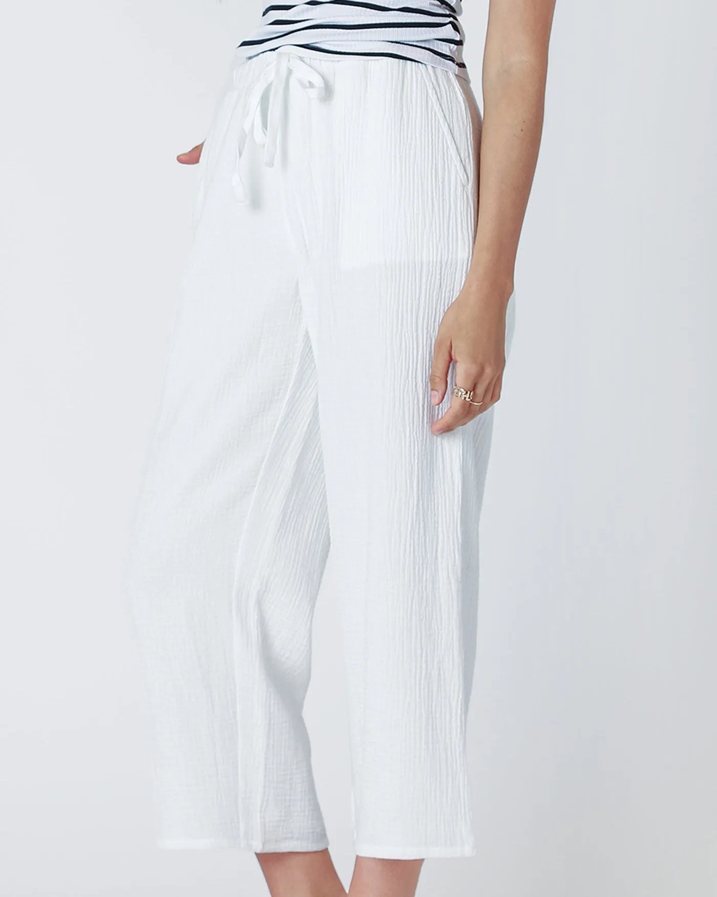 Pull On Textured Pants - Off White