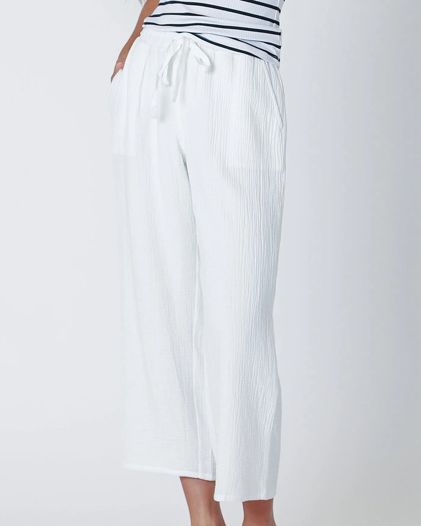 Pull On Textured Pants - Off White