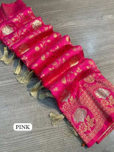 Pure Soft Dola Silk Meenakari Weaving Saree