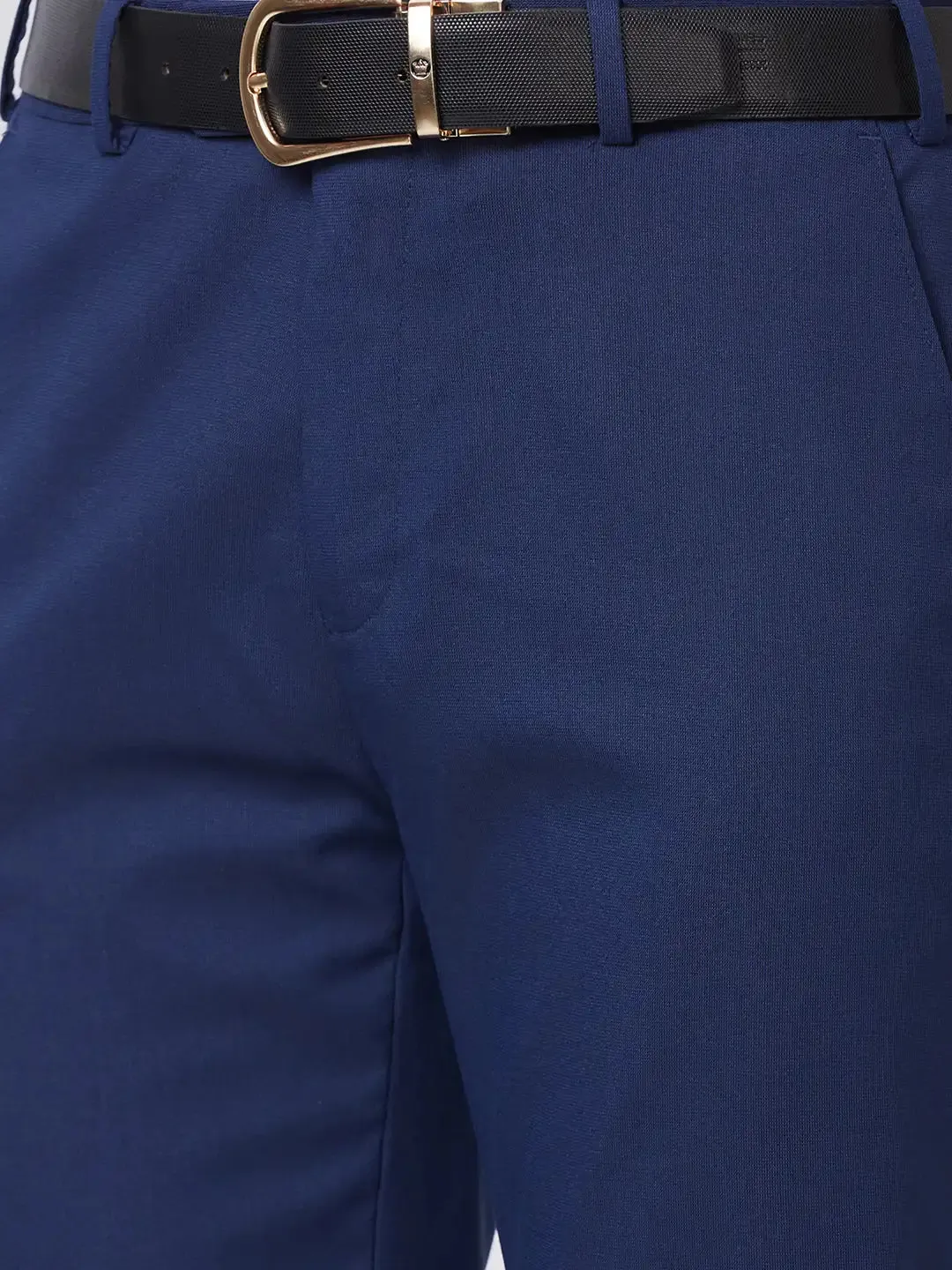 Raymond Men Blue Slim Fit Structure Polyester Trousers
