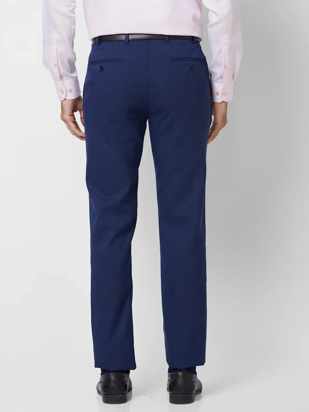 Raymond Men Blue Slim Fit Structure Polyester Trousers