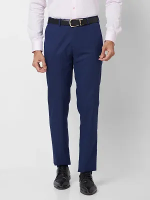 Raymond Men Blue Slim Fit Structure Polyester Trousers