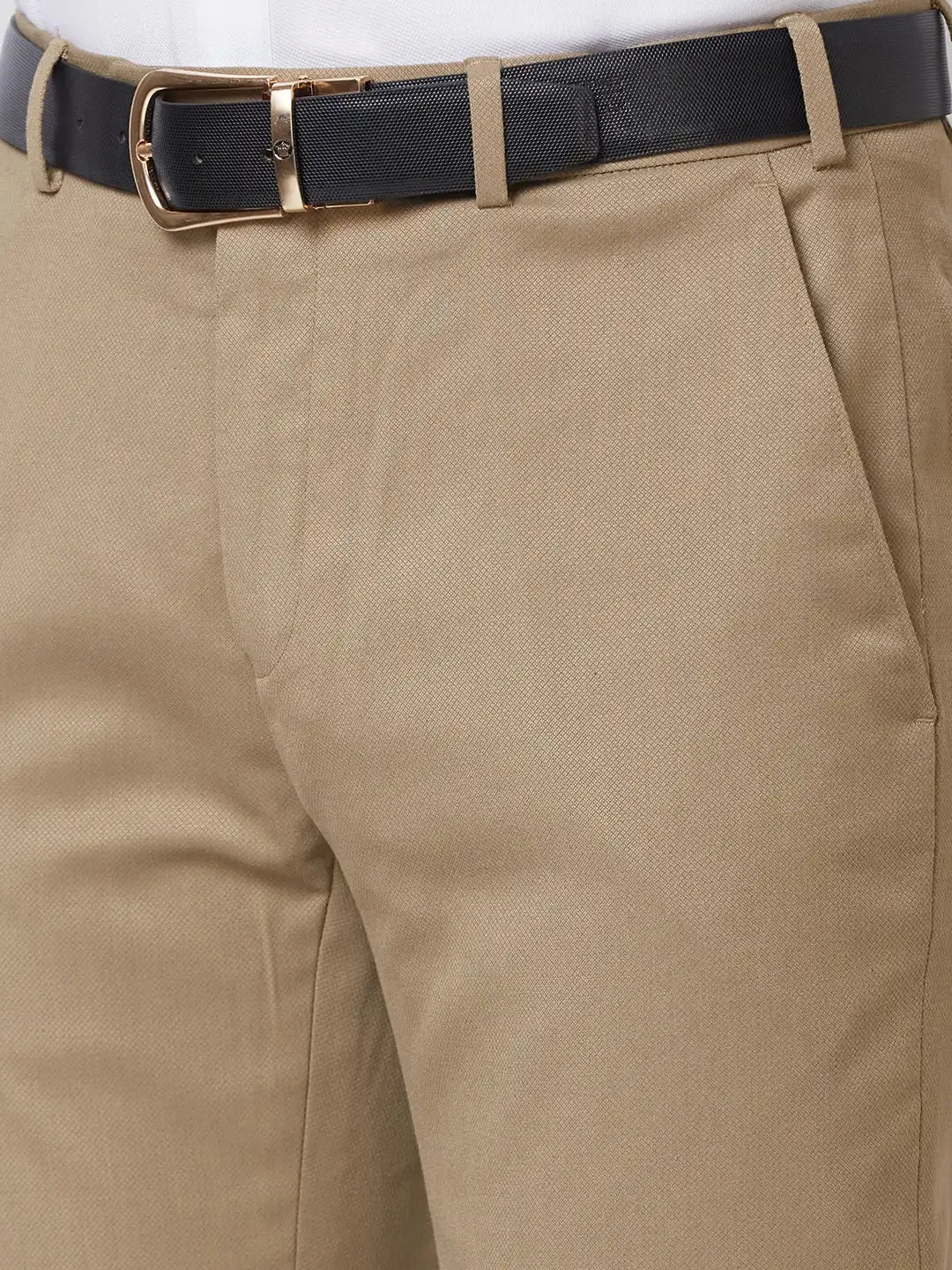 Raymond Men Fawn Slim Fit Structure Polyester Trousers