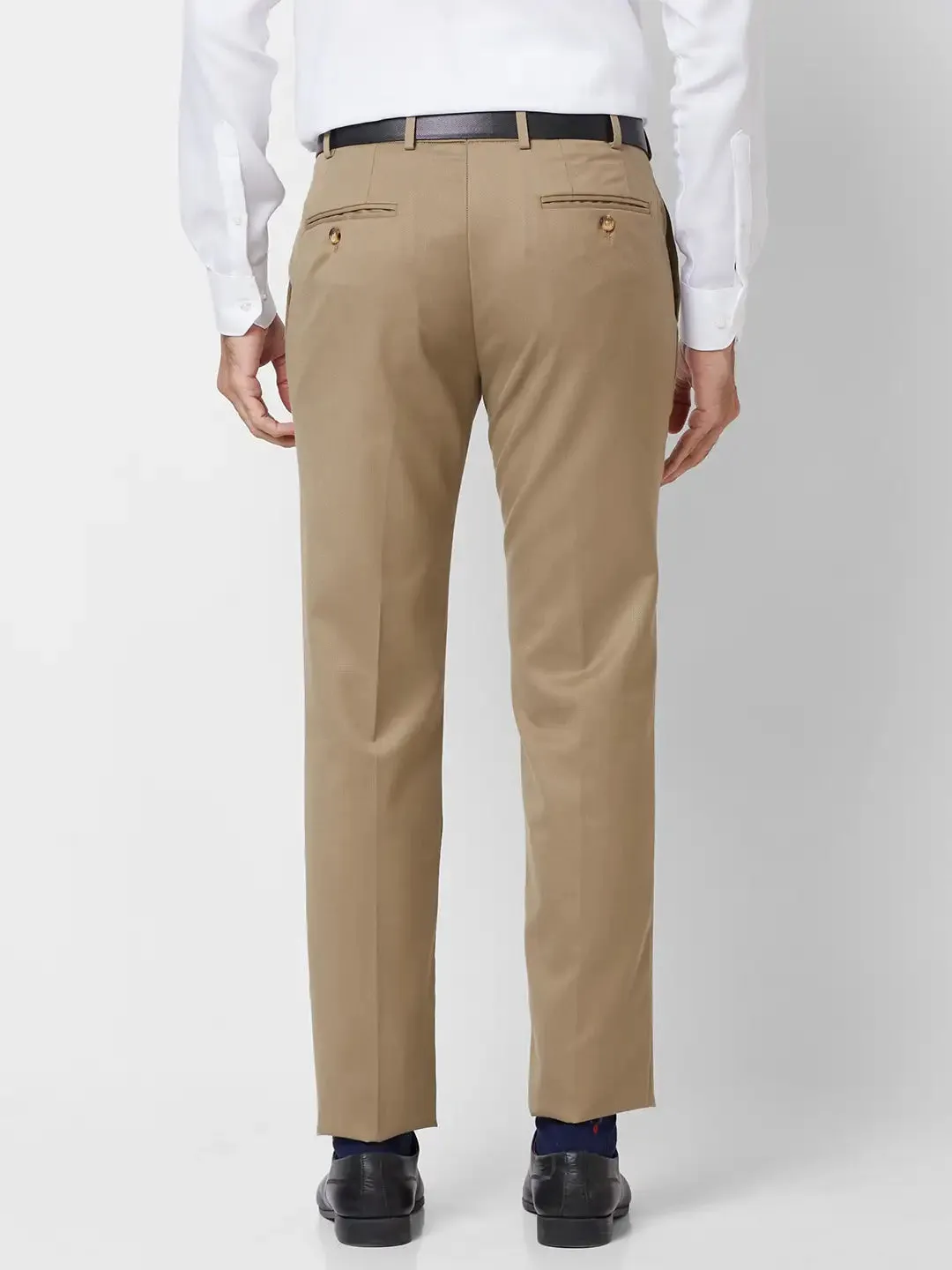 Raymond Men Fawn Slim Fit Structure Polyester Trousers