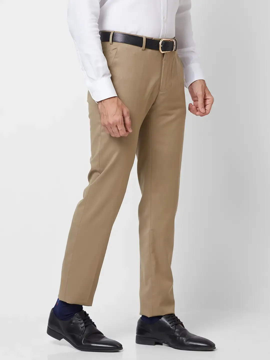 Raymond Men Fawn Slim Fit Structure Polyester Trousers
