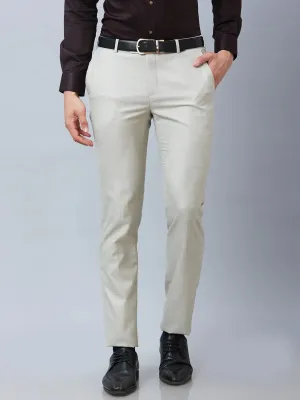 Raymond Men Fawn Structure Slim Fit Polyester Blend Trousers