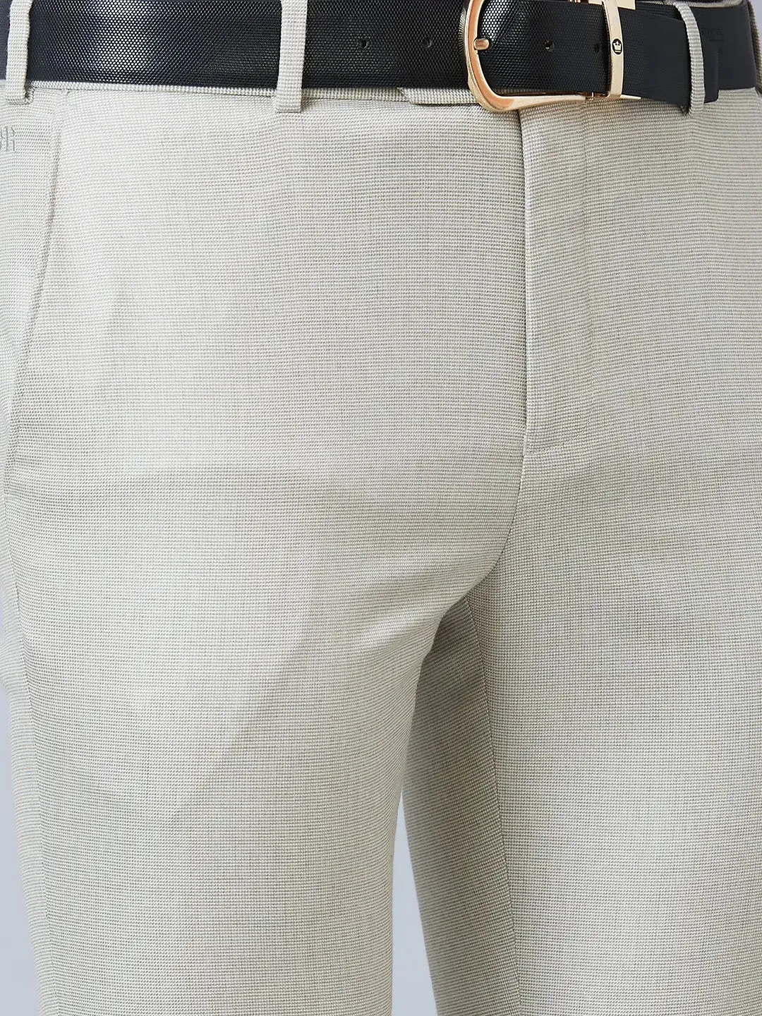 Raymond Men Fawn Structure Slim Fit Polyester Blend Trousers