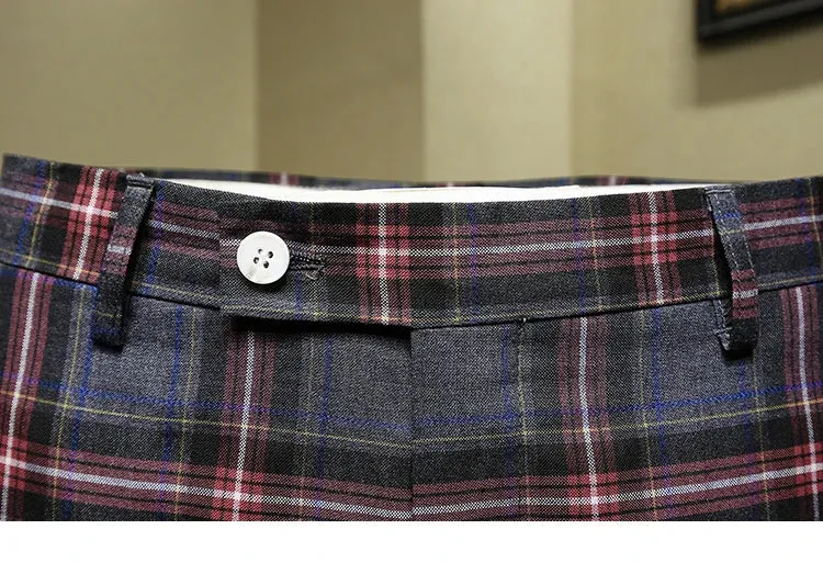 Red Plaid Slim Pants