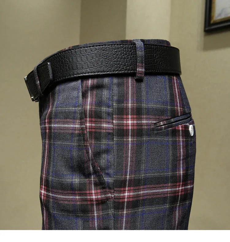Red Plaid Slim Pants