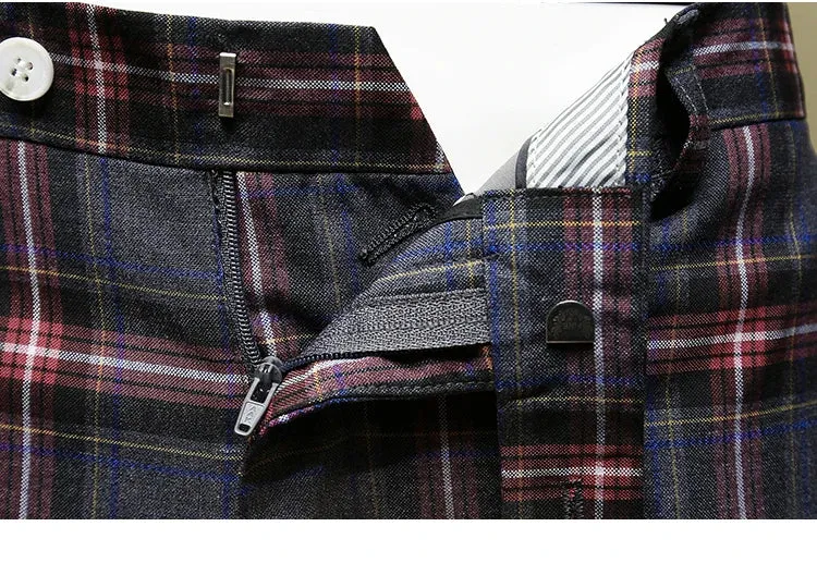Red Plaid Slim Pants