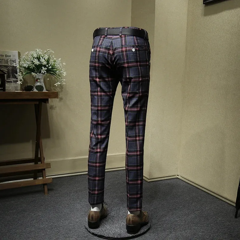 Red Plaid Slim Pants