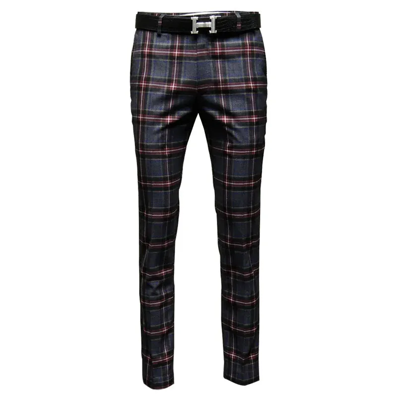 Red Plaid Slim Pants