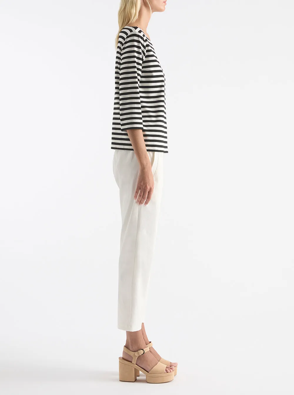 Relaxed Boat Neck - Milk/Black