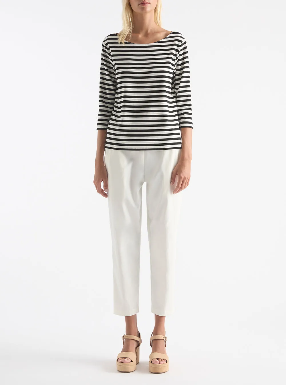 Relaxed Boat Neck - Milk/Black