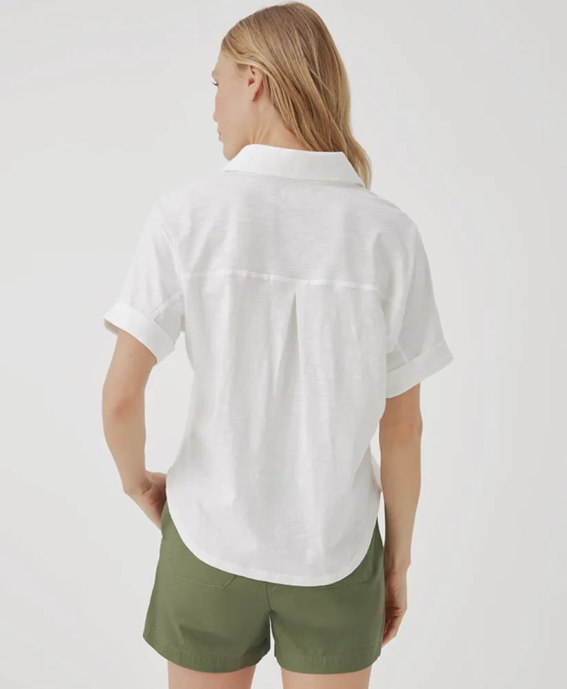 Relaxed Slub Button Up Top