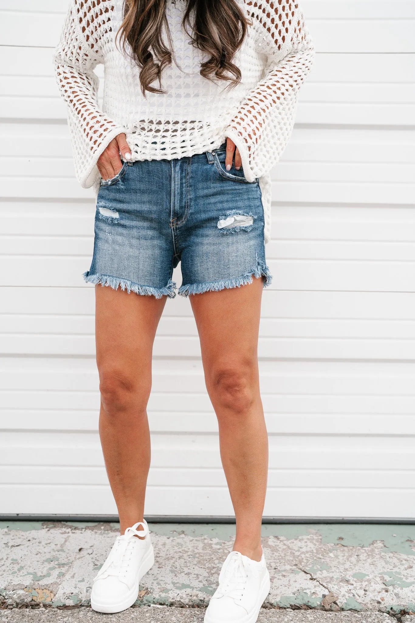 Risen Candace Dark Wash Denim Shorts