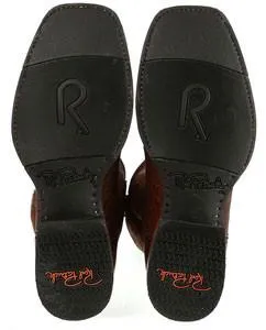 Rod Patrick Kango Tobac Smooth Ostrich Broad Square Toe Boots with Eversole