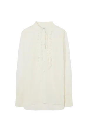 Ruffle Front Blouse in Cotton Voile