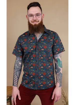 Run & Fly Mens Retro Tattoo 70's Shirt Black