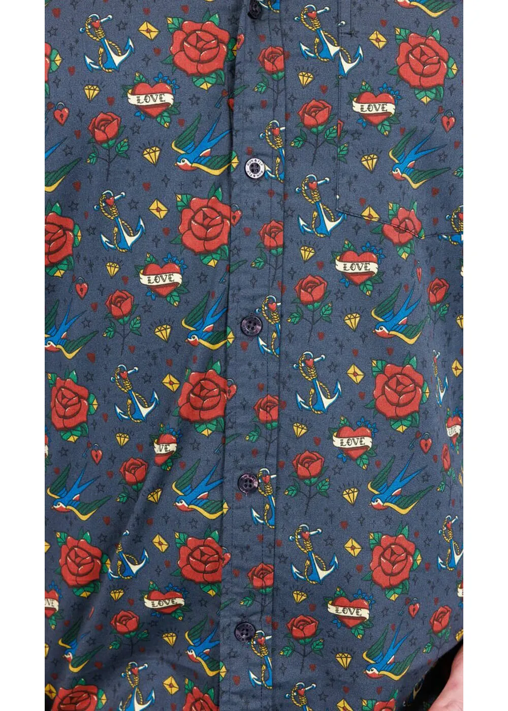 Run & Fly Mens Retro Tattoo 70's Shirt Black