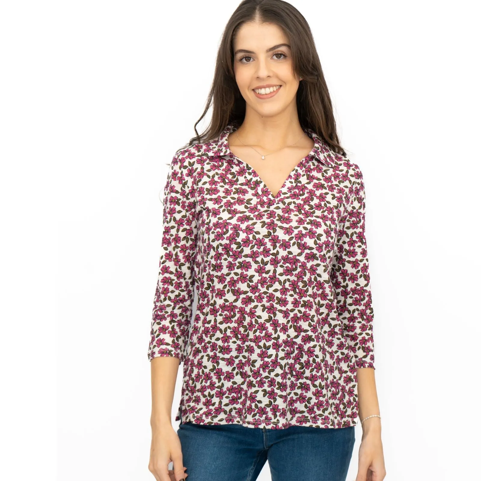 Seasalt Pink Wavecrest Blouse 3/4 Sleeve Tops