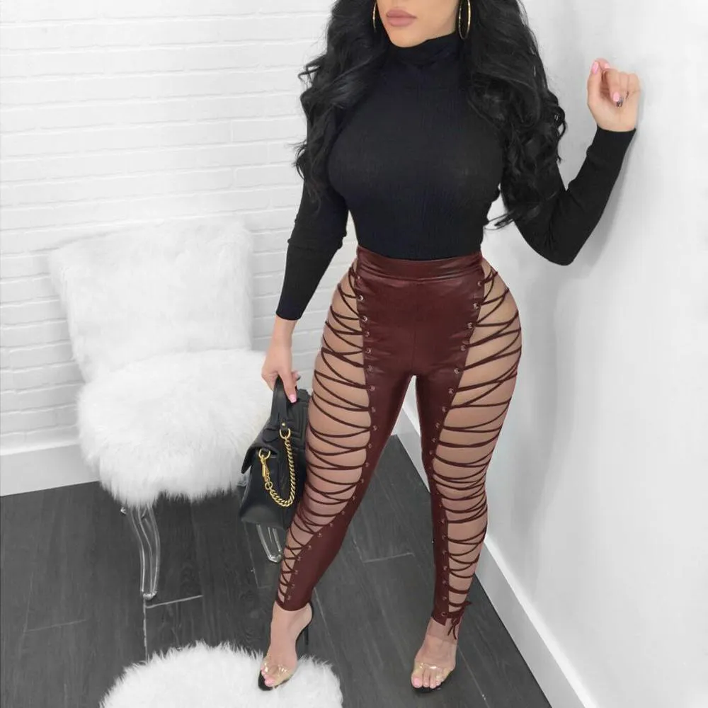Sexy High Waist See Through Cut Out Party Pants