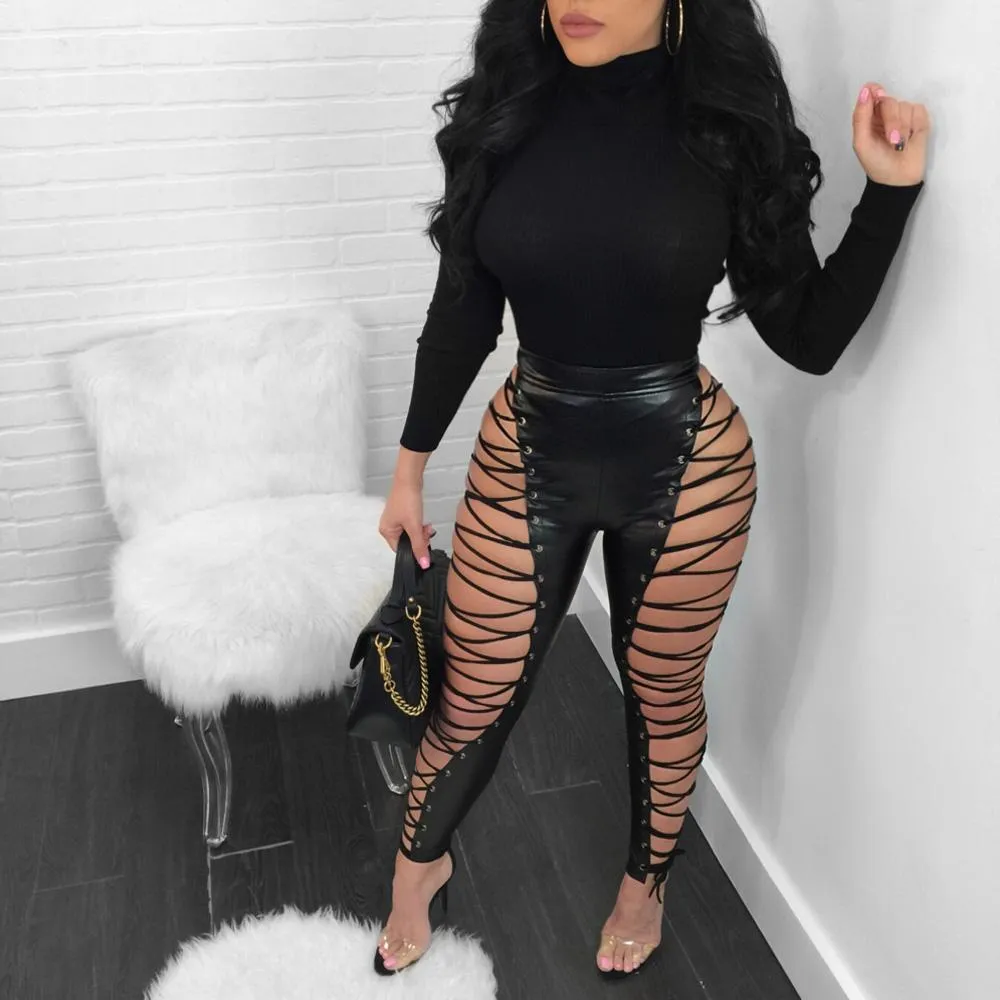 Sexy High Waist See Through Cut Out Party Pants