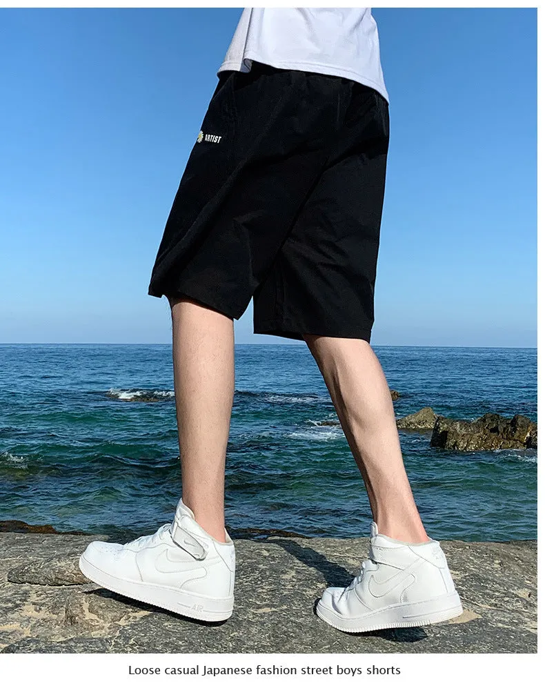 Shorts Men Pants Summer Trendy Loose knee length Beach Outdoor Straight Casual Thin Shorts