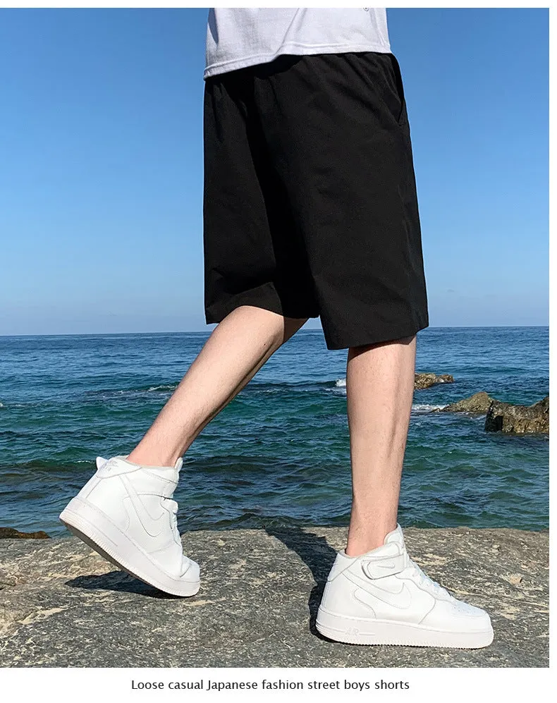 Shorts Men Pants Summer Trendy Loose knee length Beach Outdoor Straight Casual Thin Shorts