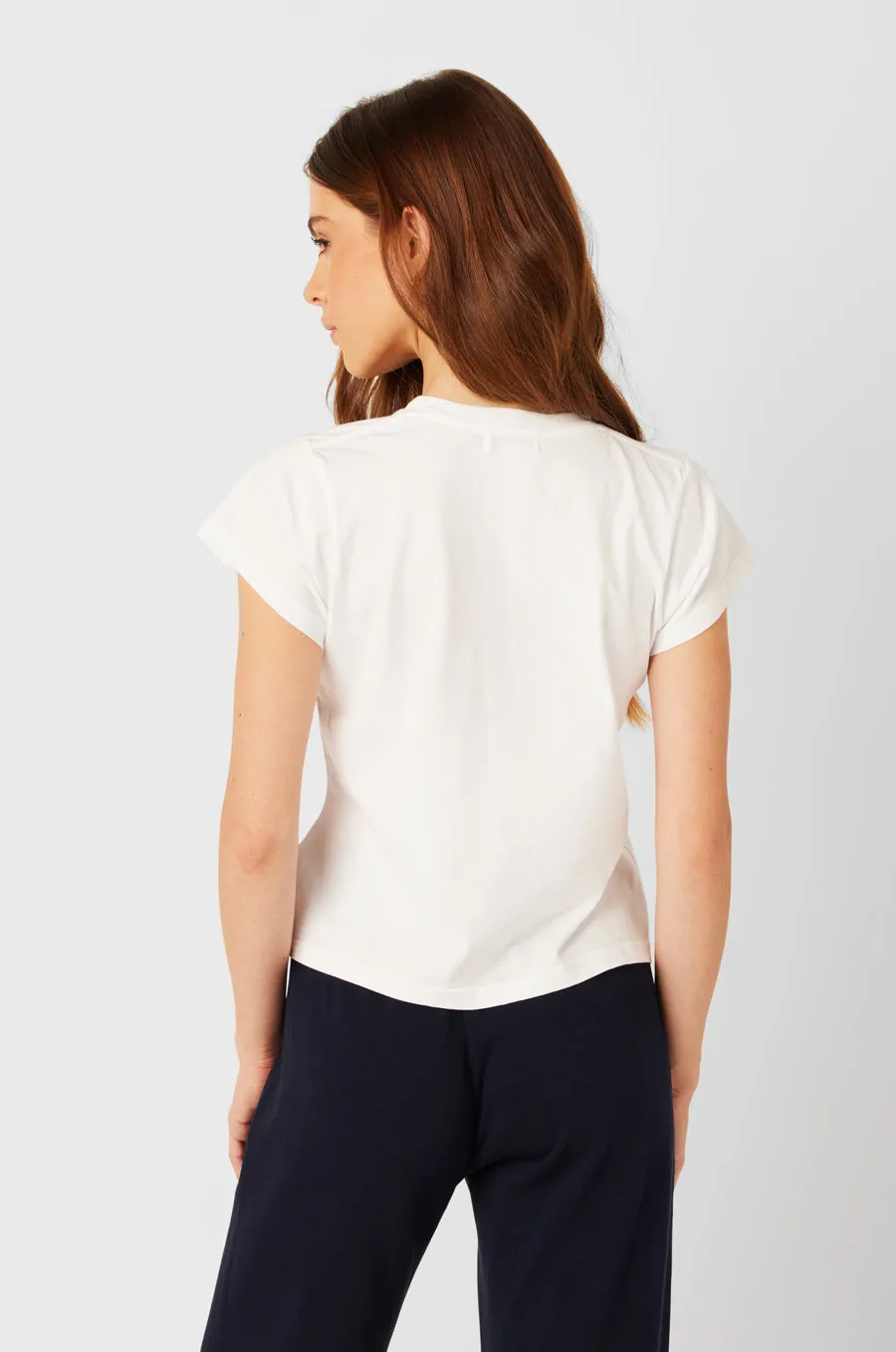 SHRUNKEN BF TEE IN WHITE LUXE COTTON