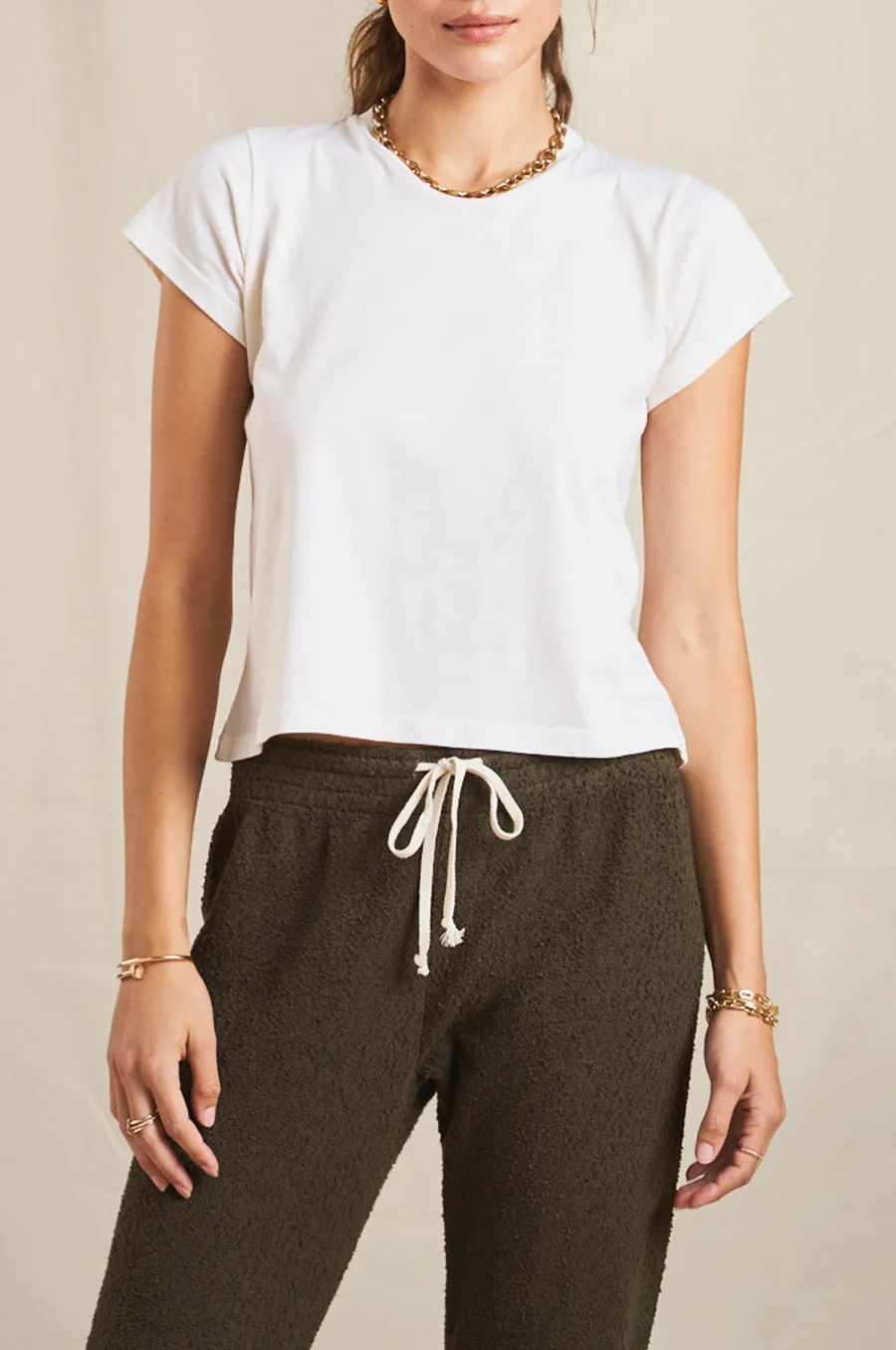 SHRUNKEN BF TEE IN WHITE LUXE COTTON