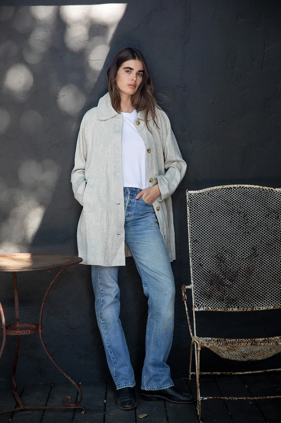 SHRUNKEN BF TEE IN WHITE LUXE COTTON