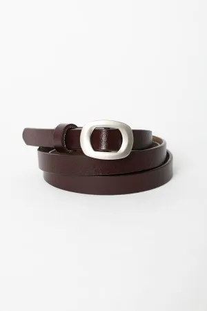 Skinny Modern Cinch Belt - Brown