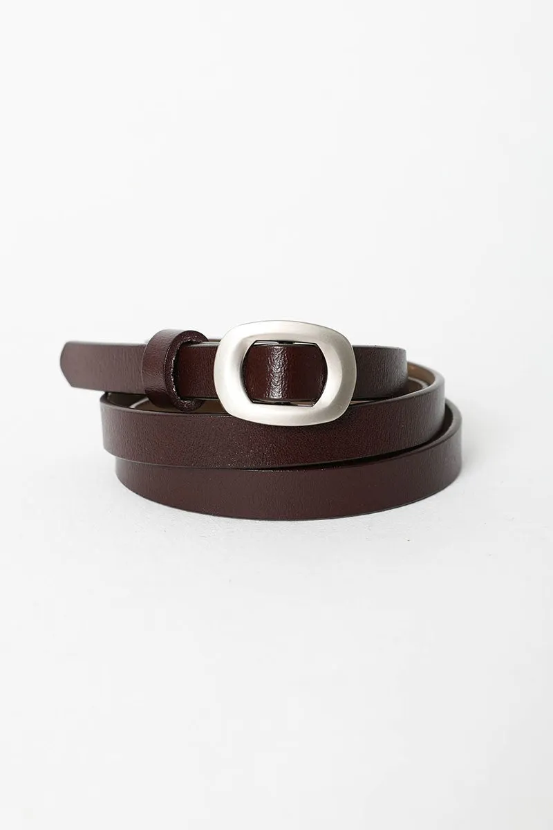 Skinny Modern Cinch Belt - Brown