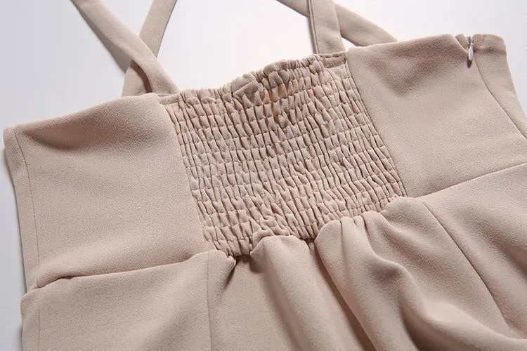 Spring And Autumn New High Waist Strap Pleated Bags Ankle Length Wide Leg Pants