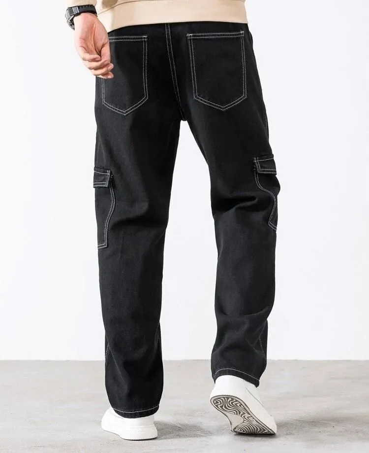 Sprouted Men's Boot Leg Black Cargo Jeans